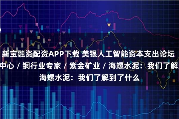 新宝融资配资APP下载 美银人工智能资本支出论坛 —— 数据中心 / 铜行业专家 / 紫金矿业 / 海螺水泥：我们了解到了什么