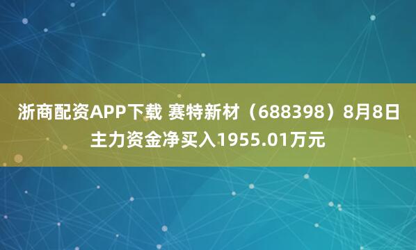 浙商配资APP下载 赛特新材（688398）8月8日主力资金净买入1955.01万元